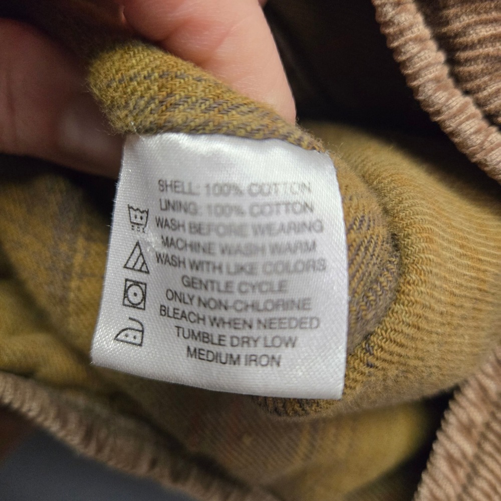 Vintage Distressed Corduroy Shirt Flannel Lined Gorpcore Earth Brown Rustic - Picture 6 of 10